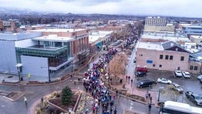 The Women's March stretched the length of Main St.