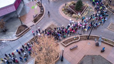 The Women's March walked the length of Main and through the Roundabout at the intersection of 7th and Main.