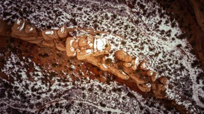 A fin of sandstone divides two sections of Rough Canyon.