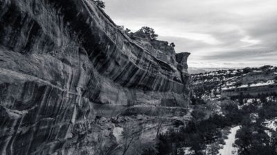 Desert varnish paints the sandstone walls of Rough Canyon.